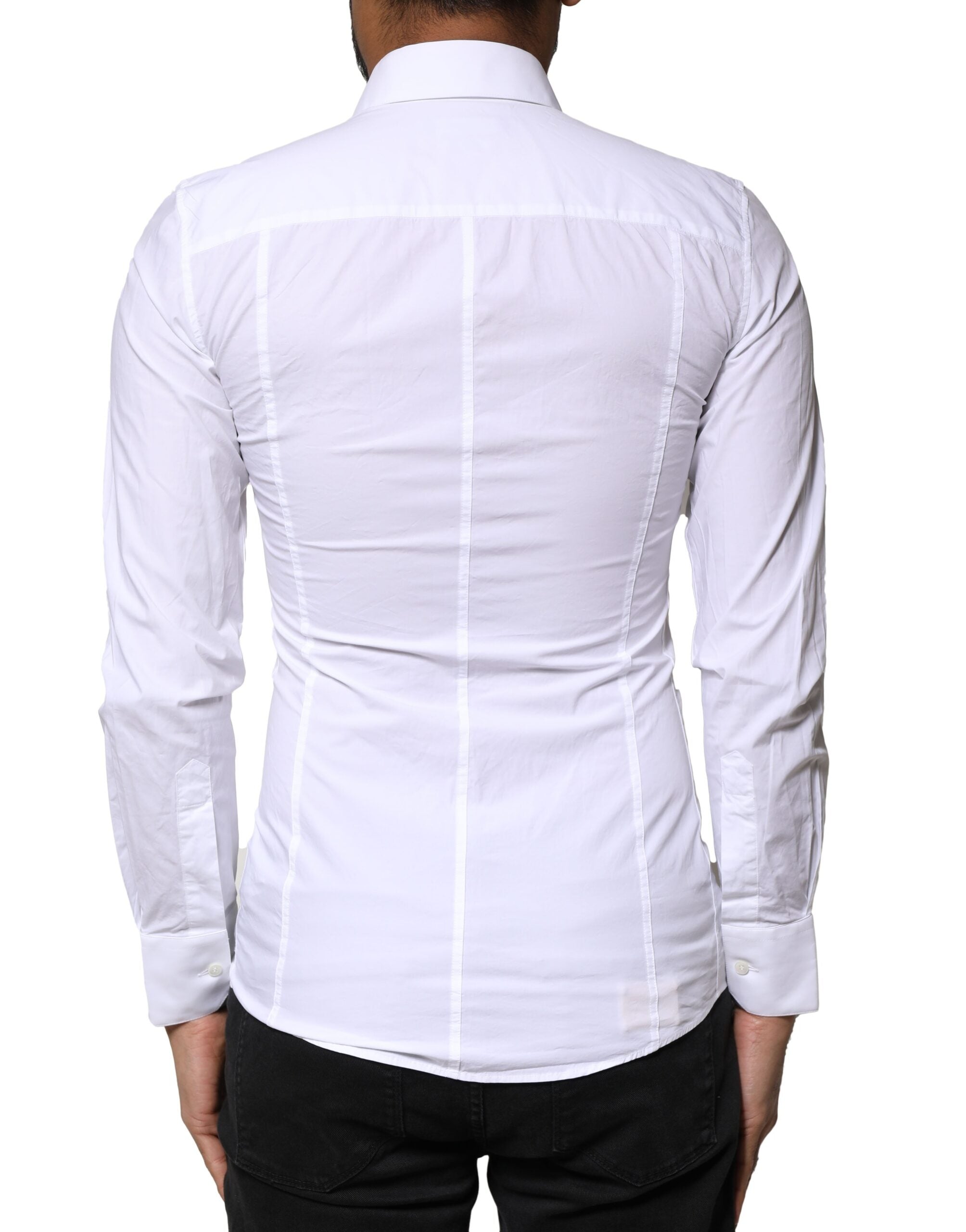 Dolce & Gabbana Weißes SICILIA Formales Herrenhemd aus Baumwolle